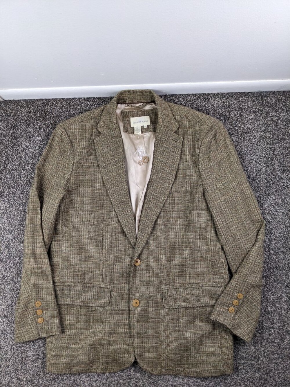 NWT The Territory Ahead 42R Sport Coat Blazer 100% Silk Basketweave Tan Blue - Picture 2 of 13